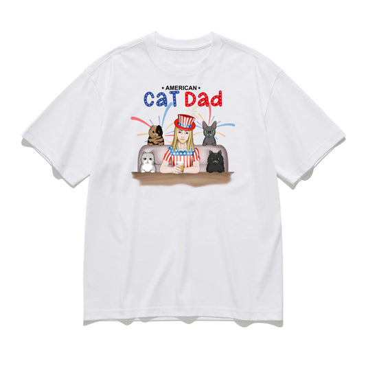 American Cat Dad-Personalization Custom 200g cotton T-shirt