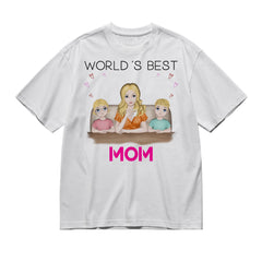 World´s best mom -  Woman and 1/4 kids - Full color frontal-200g High-Quality 100% Cotton T-Shirt with Heat Transfer Printing