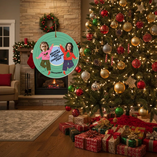 Rocking Christmas-Double-Sided Ceramic Round Pendant (Multiple Sizes Available)