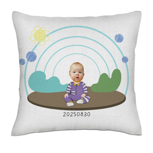 Baby - Chibi face cutout- Linen Pillowcase + Pillow Insert Set