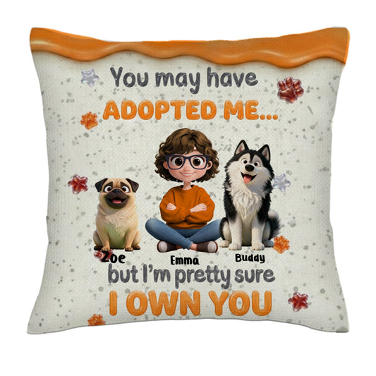 Custom Dog Mom Pillow with 1-4 Dogs, Personalized Pet Owner Gift, Custom Character & Pet Pillow with Names, Linen Pillowcase + Insert Set