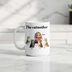 Personalized "The Catmother" Mug with Up to 4 Cats - Custom Name & Breed Gift for Cat Mom