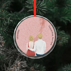 The night we met - Pencil style back-Personalized Custom Round Glass Pendant