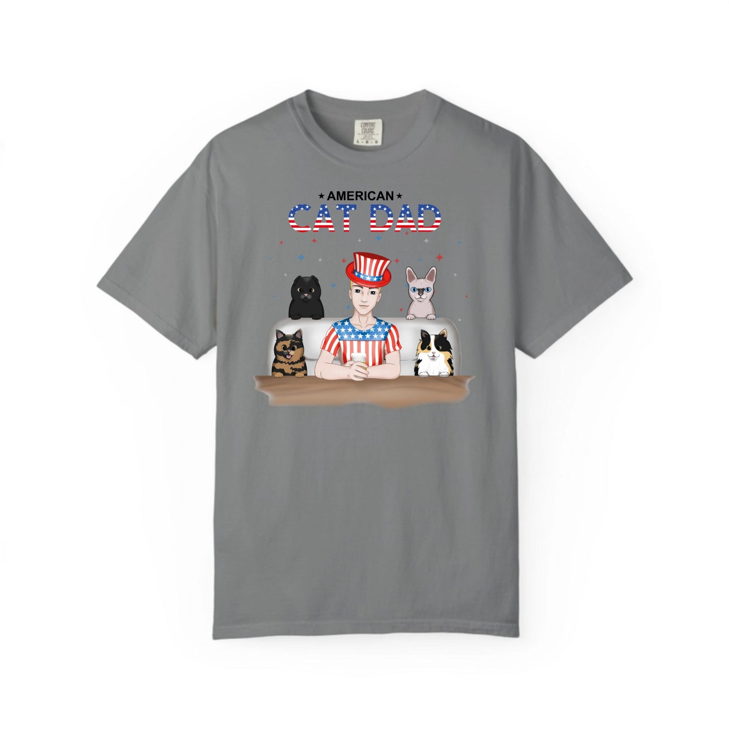 American Cat Dad-Unisex Garment-Dyed Personalized Shirt