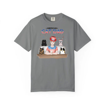 American Cat Dad-Unisex Garment-Dyed Personalized Shirt