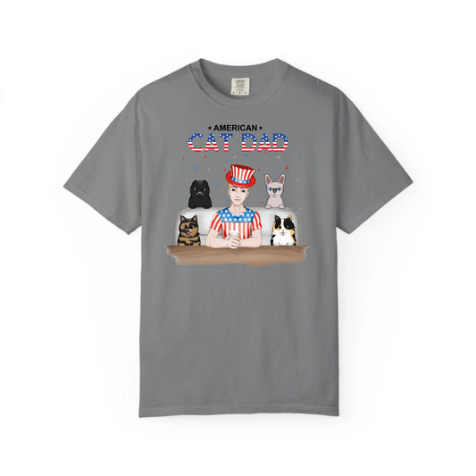 American Cat Dad-Unisex Garment-Dyed Personalized Shirt