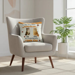 Personalized Pet Pillow with Names - "I Own You" Funny Custom Cat Cushion Gift