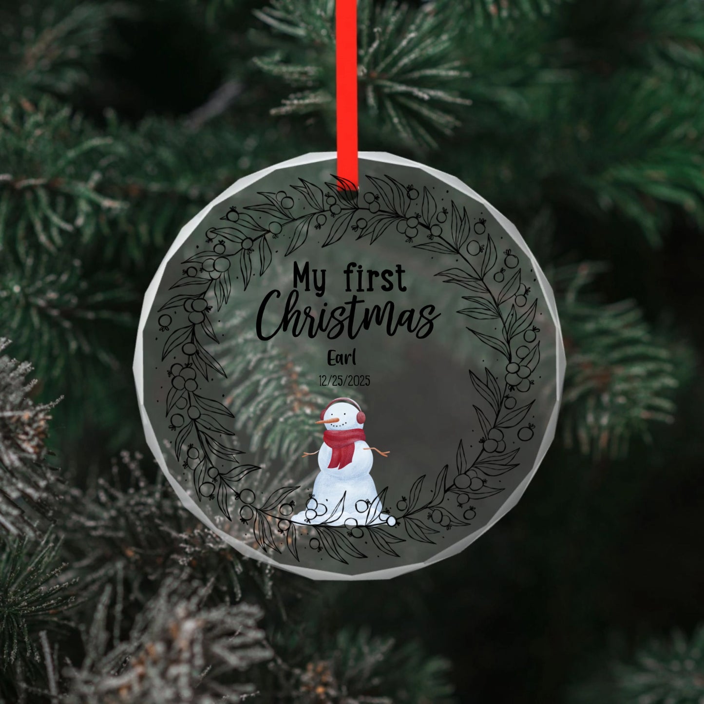 My first christmas-Personalized Custom Round Glass Pendant