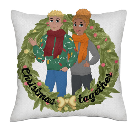 Christmas together - Disney style frontal- Linen Pillowcase + Pillow Insert Set