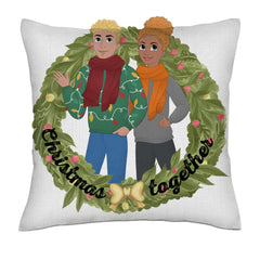 Christmas together - Disney style frontal- Linen Pillowcase + Pillow Insert Set