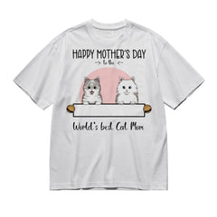Happy mothers day to the worlds best Cat Mom (Frontal) -200g High-Quality 100% Cotton T-Shirt with Heat Transfer Printing