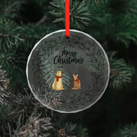 Merry christmas - Pencil style back pets cloned-Personalized Custom Round Glass Pendant