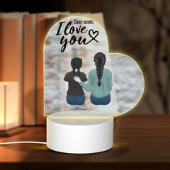 Always with me (Mother and child)-Personalized Heart-Shaped Acrylic Light Board with Base