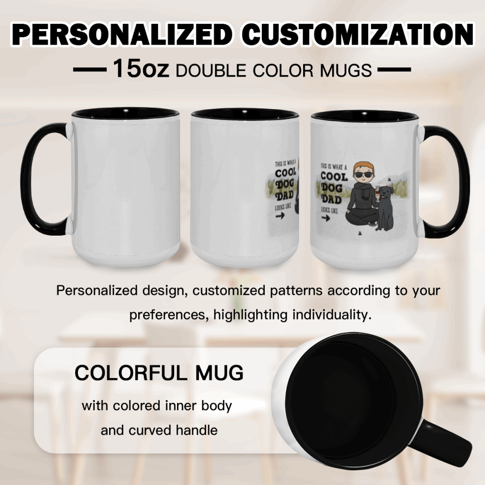 Cool Dog Father - Personalization Custom Coffee 15 oz. Accent Mug