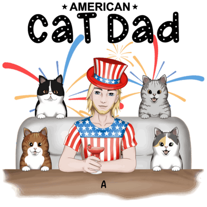 American Cat Dad-Personalization Custom 200g cotton T-shirt