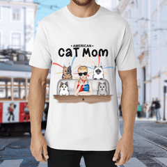 American Cat Mom-Personalization Custom 200g cotton T-shirt