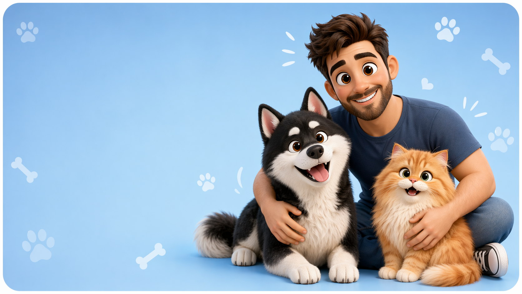 Pet dad gift campaign with man, dog, and cat